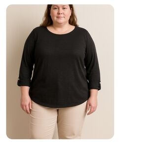 Chicos Black Long Sleeve Women's Top Size 12